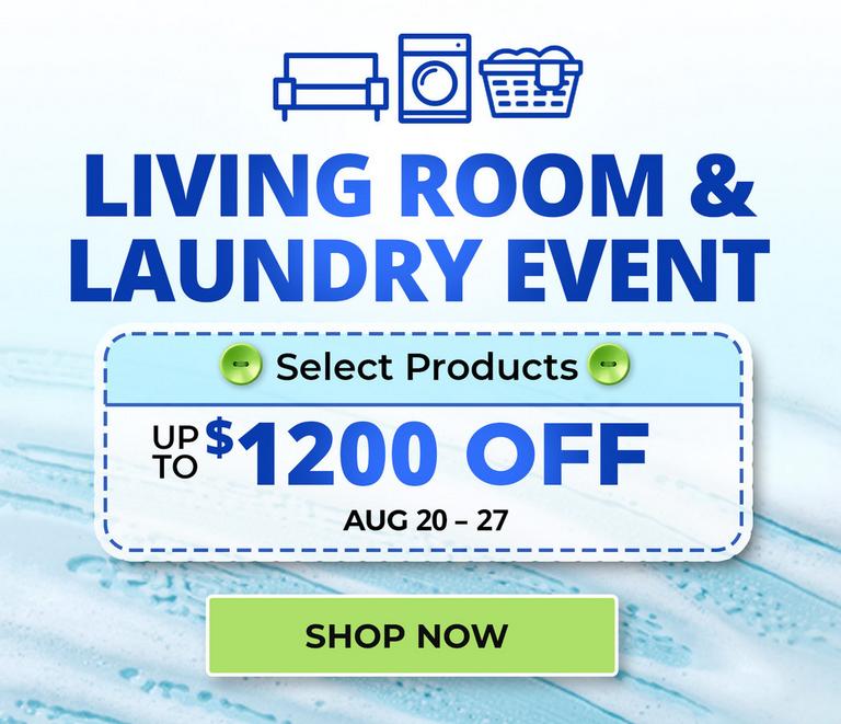 Save on select living room and laundry products at Aaron's.