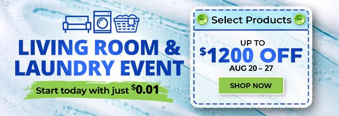 Limited time savings on select laundry and living room products. Product exclusions and other restrictions apply.