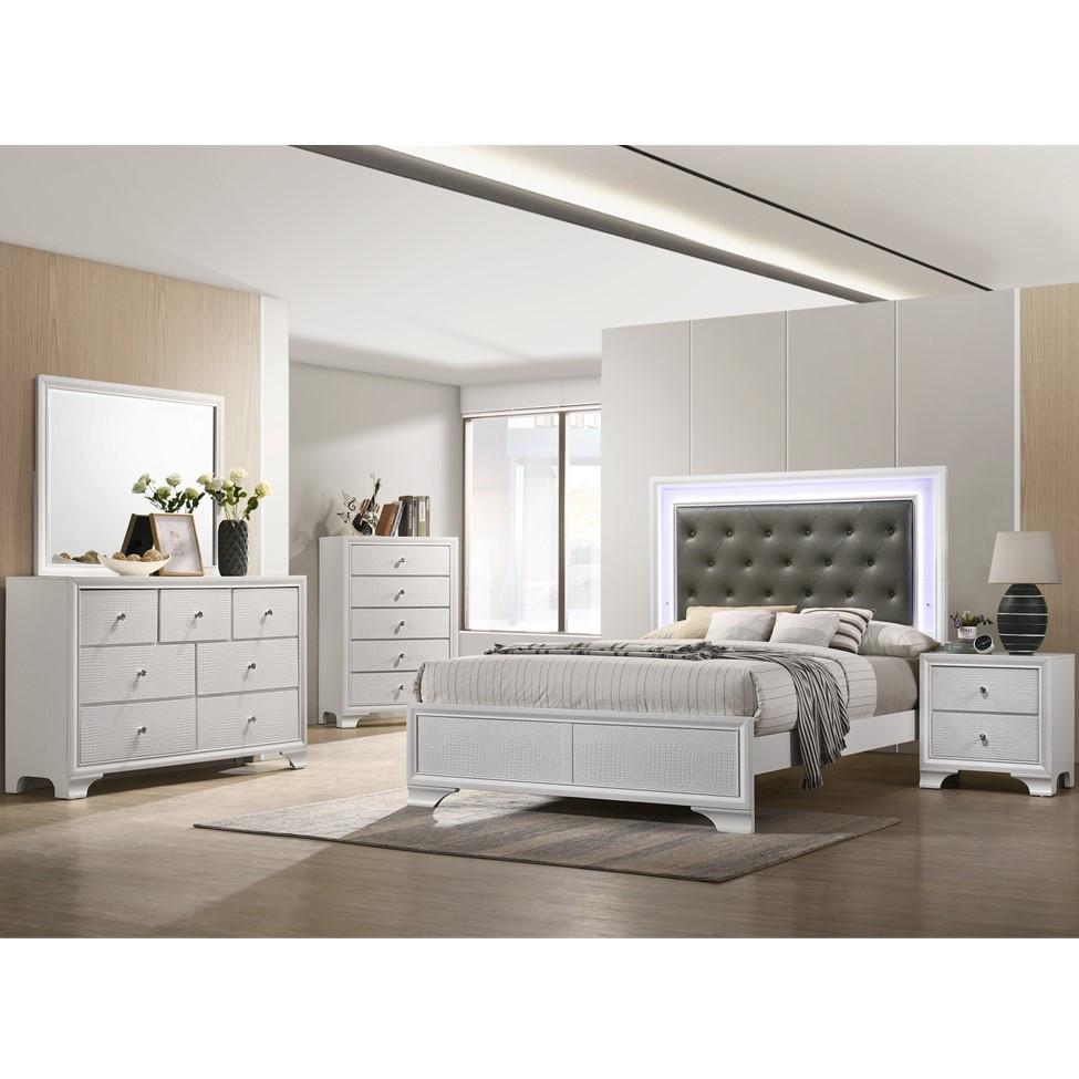 Rent to Own Crown Mark Full Lyssa Bed - Frost w/Chest, Dresser