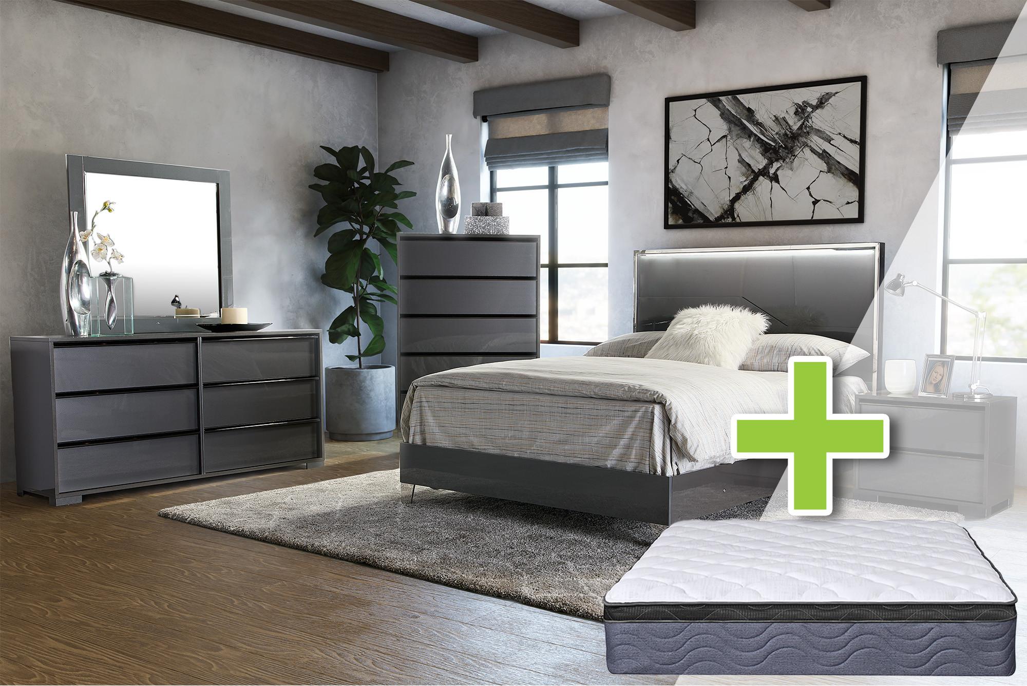 Rent to Own Ideaitalia Queen Logica Bed w/Plush Mattress & Dresser
