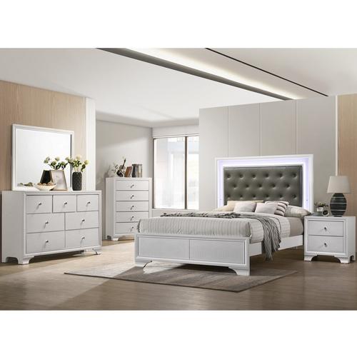 Twin Lyssa Bed - Frost w/Chest, Dresser, Mirror, Nightstand